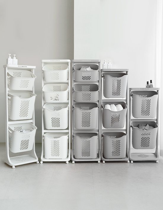 [네이쳐리빙] 대용량 스윙 트롤리 빨래바구니 2단/3단/4단 8종 (택1)
