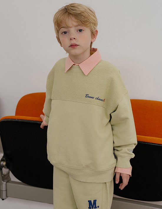 [마이리틀스타] 클로버 블록 맨투맨 - 라임