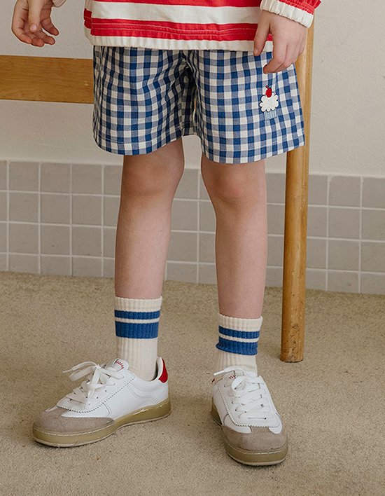 [마이리틀스타] 컵케이크 체크 반바지 - 블루