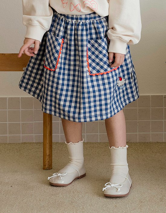 [마이리틀스타] 컵케이크 체크 스커트 - 블루