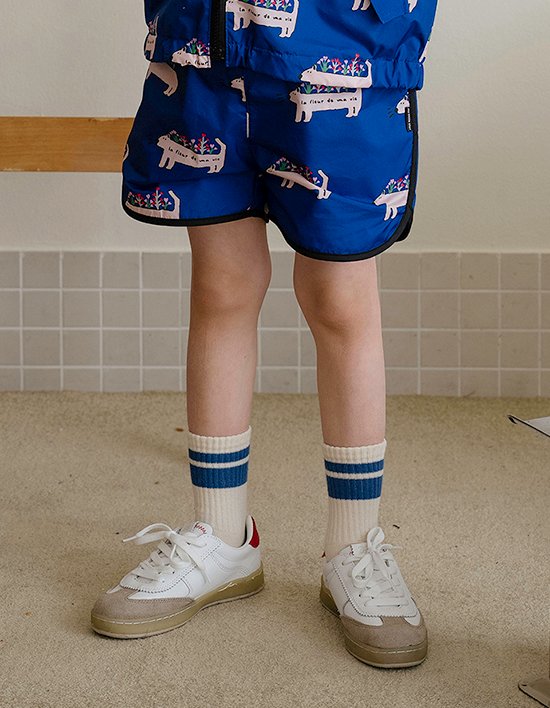 [마이리틀스타] 퍼피플라워 바람막이 반바지 - 블루