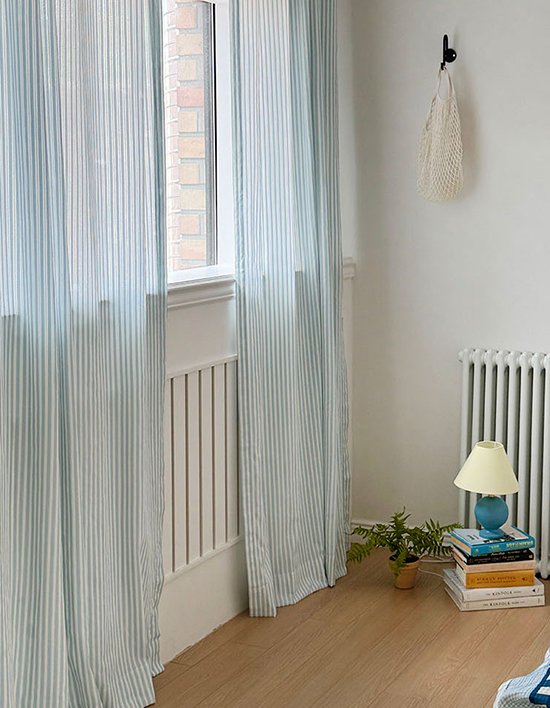 [메이커스무브먼트] 하늘 스트라이프 자수 여름 가리개커튼 6종 (택1)