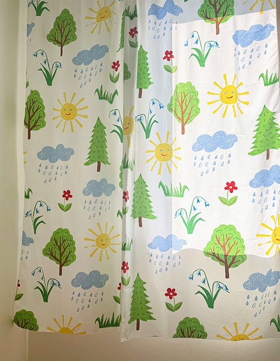 [메이커스무브먼트] 햇님 아이방 작은방 포인트 키즈 가리개 커튼 2종 (택1)