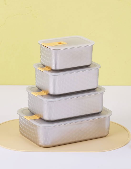 [네오플램] 퍼펙트씰S 스텐304 밀폐용기 냉장고 정리 4종 세트 (사이즈별 1EA)