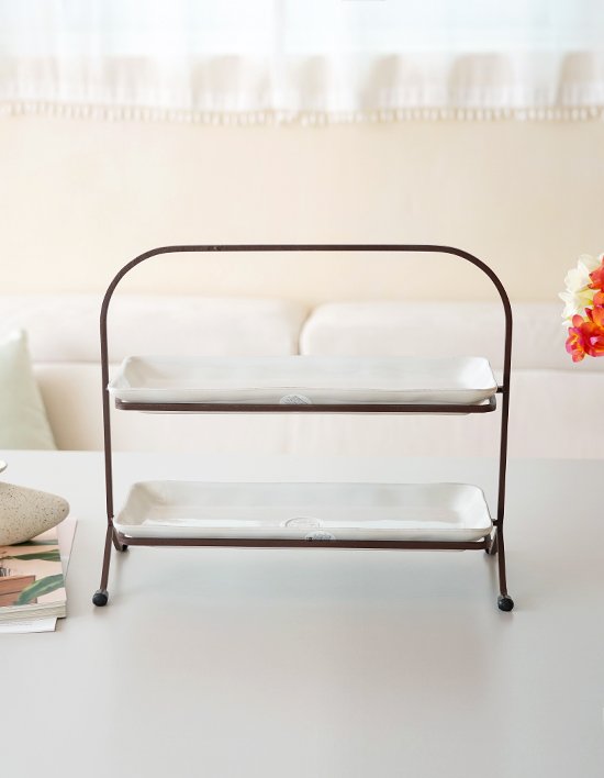 [코스타노바] 노바 2단 직사각 서빙접시 스탠드세트 37cm