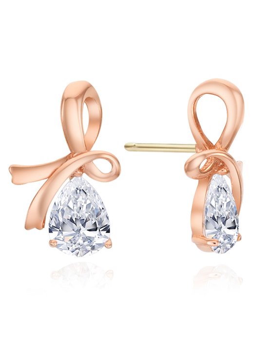 [티르리르] 14K 핑크골드 리본 드롭 귀걸이 TETK4P04129M (단품)