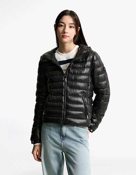 [타미힐피거 우먼] 후디 패커블 다운 BLACK