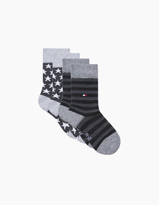 [타미힐피거 키즈] 스타 스트라이프 삭스 2P BLACK