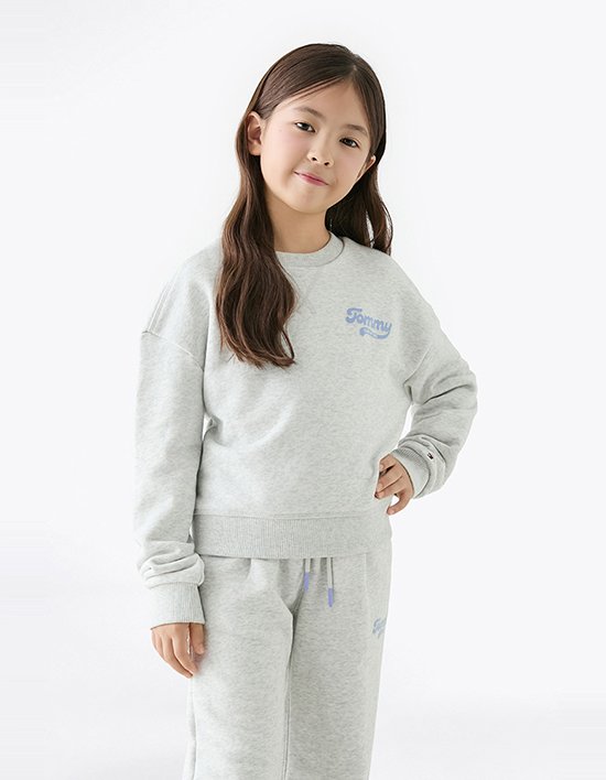 [타미힐피거 키즈] 플록 로고 스웨트 셔츠 LIGHT GREY