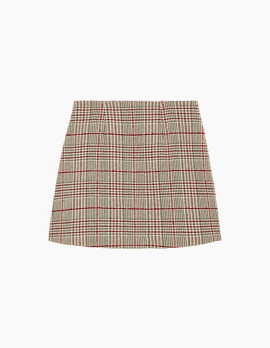 [타미힐피거 우먼] 체크 패턴 미니 스커트 RED GREY