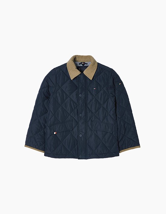 [타미힐피거 키즈] 콘트라스트 칼라 퀼팅 재킷 NAVY