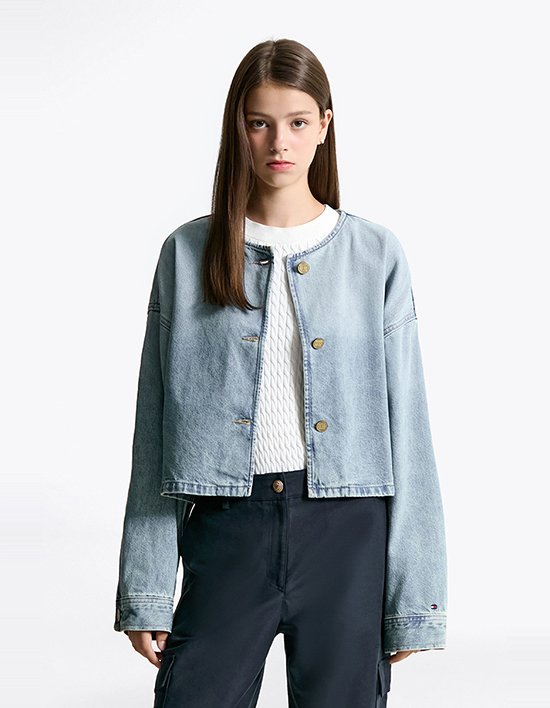 [타미힐피거 우먼] 데님 쇼트 재킷 BLUE