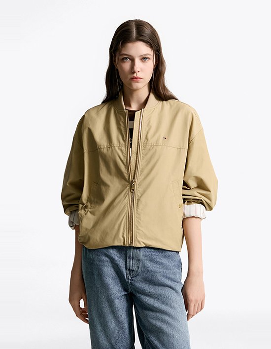 [타미힐피거 우먼] 레귤러 봄버 재킷 BEIGE