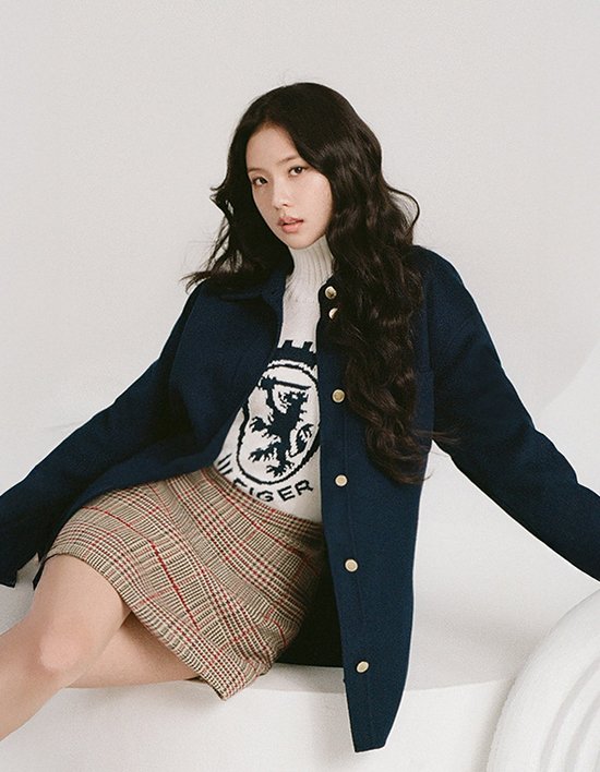 [타미힐피거 우먼] 울 블렌드 그래픽 모크넥 스웨터 IVORY