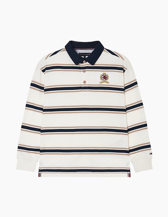 [타미힐피거 키즈] 인터록 스트라이프 럭비 티셔츠 MALTED MILK