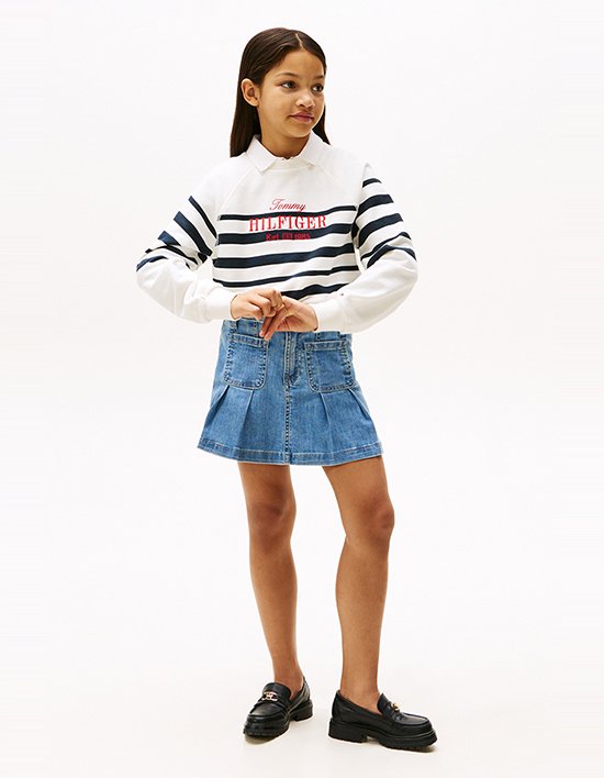 [타미힐피거 키즈] 플리츠 데님 스커트 DENIM LIGHT