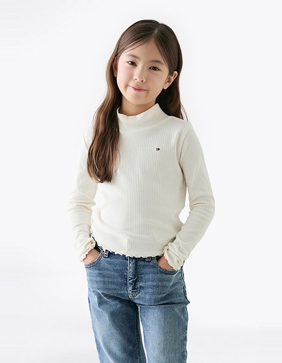 [타미힐피거 키즈] 모크넥 롱 슬리브 IVORY SILK