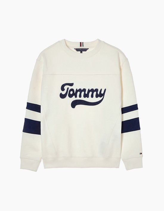 [타미힐피거 키즈] 바시티 컬러 블록 스웨트 셔츠 IVORY SILK
