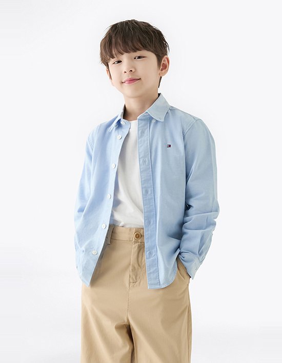 [타미힐피거 키즈] 플래그 옥스포드 셔츠 CLOUDYBLUE