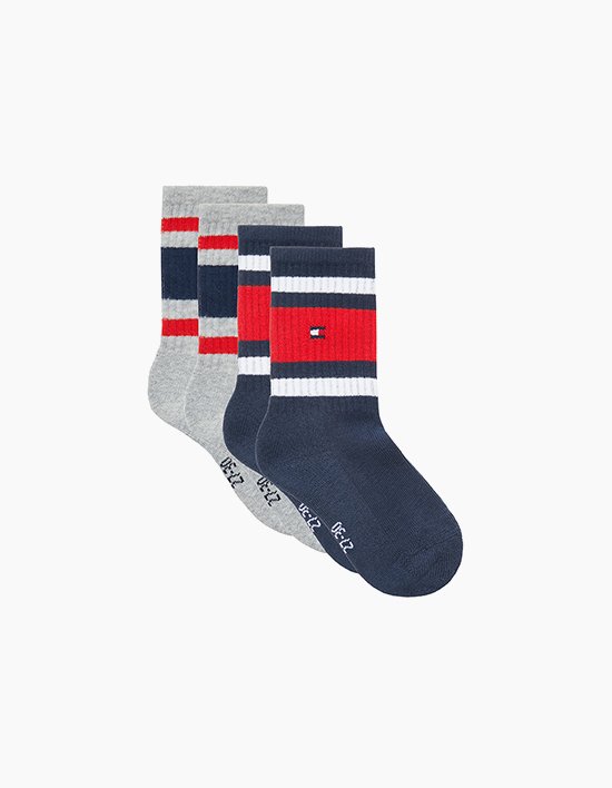 [타미힐피거 키즈] 스트라이프 롱 삭스 2P NAVY