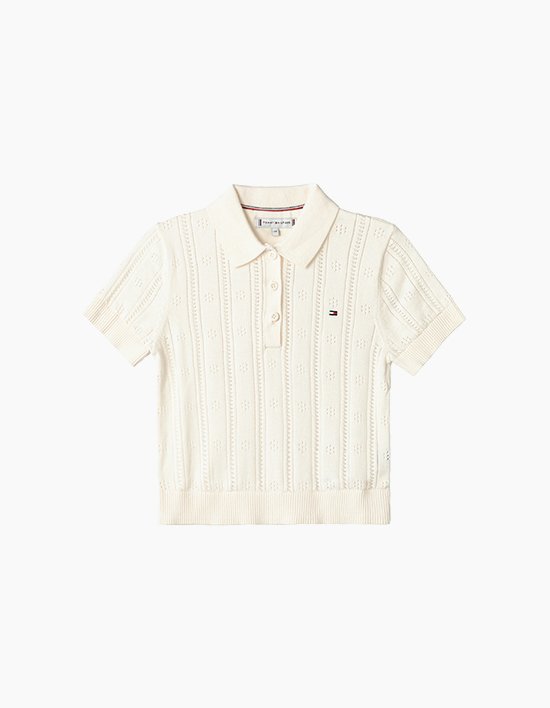 [타미힐피거 키즈] 포인텔 반팔 폴로 스웨터 WHITE