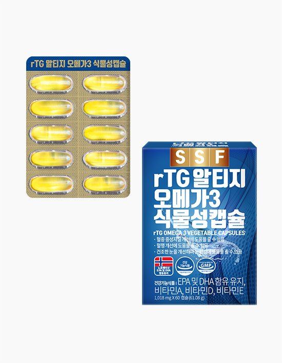 [순수식품] rTG 알티지 오메가3 식물성캡슐 1박스(2개월분) (단일옵션)
