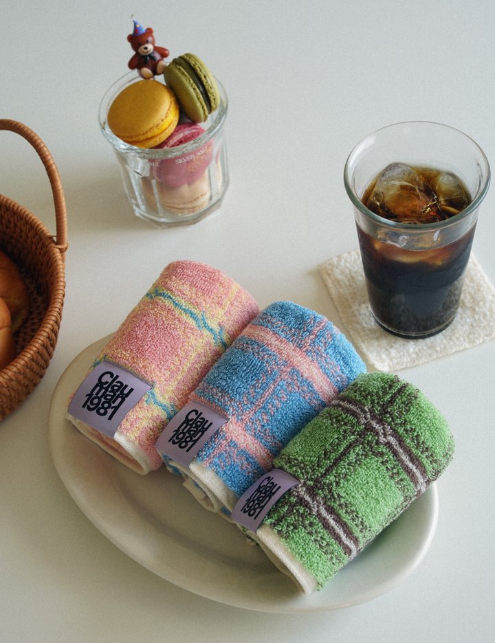 [클라우망1981] 국내생산 익스클루시브 에디션 타탄 핸드타올 60g 1P 3종 (택1)