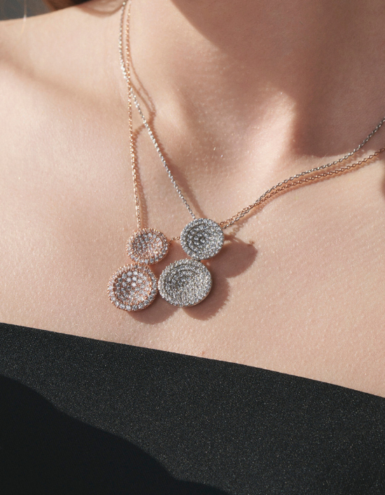 [헤일로] 파베 라운드 목걸이 2종 (택1)