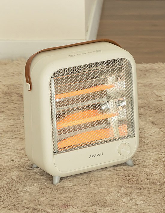 [신일] 큐티 미니 2단 전기히터 아이보리 가죽스트랩 전기난로 (SEH-SSH400A)