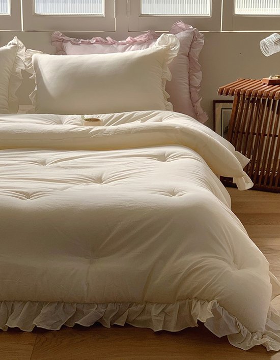 [쉐어룸] 몽글 오가닉 프릴 차렵침구 크림 (SS/Q) 6종 (택1)