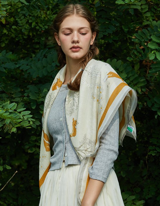 [아나메종] 러블리 레빗 실크울 스카프 (러블리 레빗)