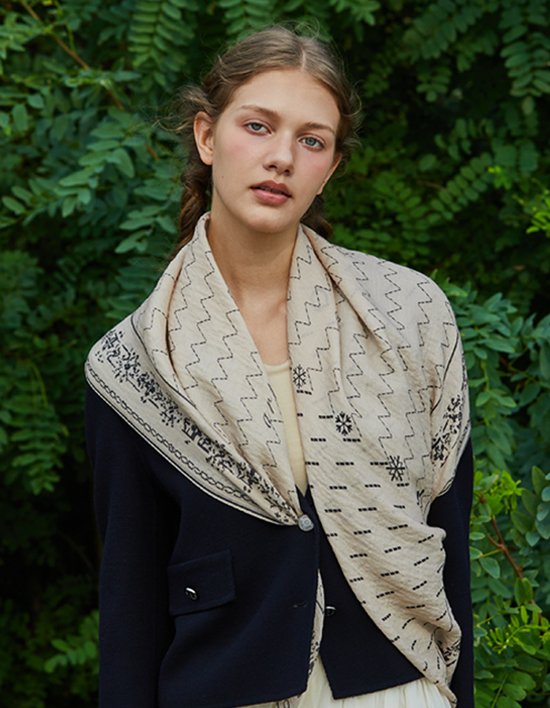 [아나메종] 텍스트 프롬 아이보리 실크울 스카프 (텍스트 프롬 아이보리)