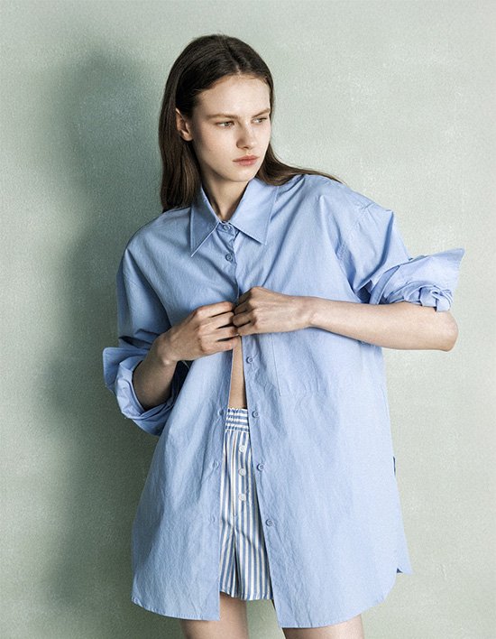 [이너프원] 루즈핏 셔츠 스카이 블루 2 Size (택 1)