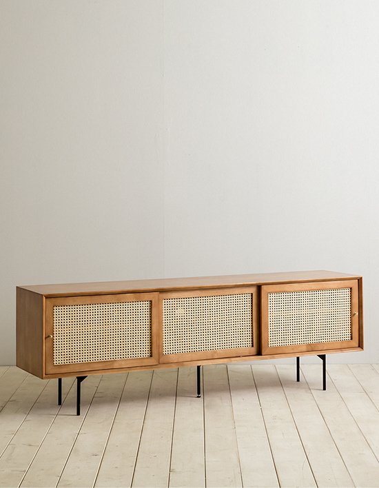 [장미맨숀] 로라 라탄 원목 거실장 01 1800 2종 (택1)