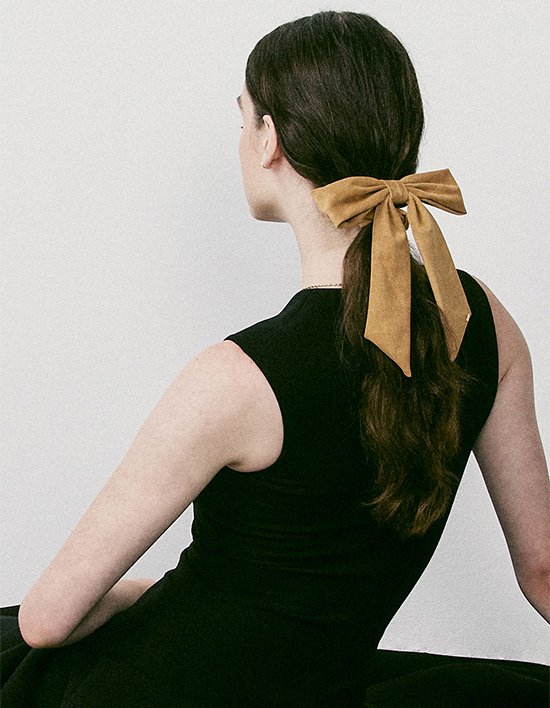 [빈티지헐리우드] 스웨이드 리본 스크런치