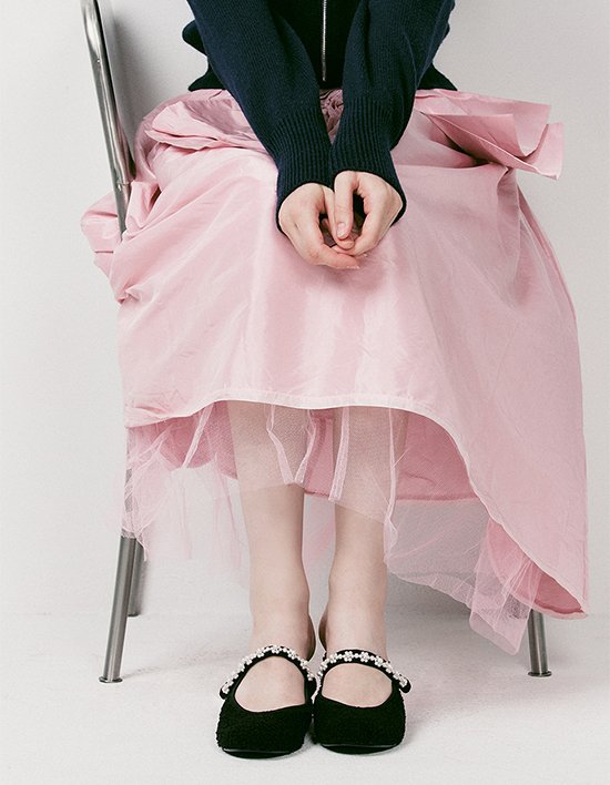 [빈티지헐리우드] 플라워 진주 스트랩 메리제인슈즈