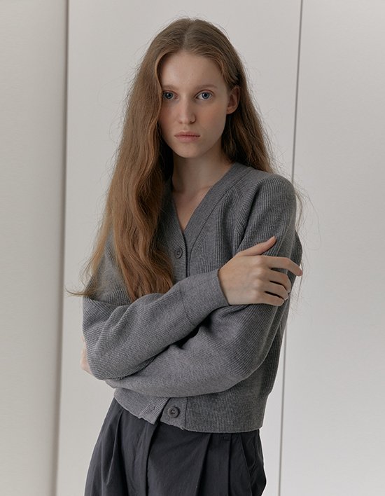 [38컴온커먼] 브이넥 립 가디건 (멜란지 그레이)