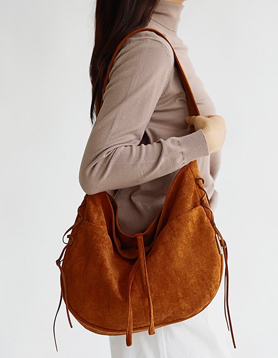 [쏘차밍] 레이스업 양면 스웨이드 호보백 3종 (택1)