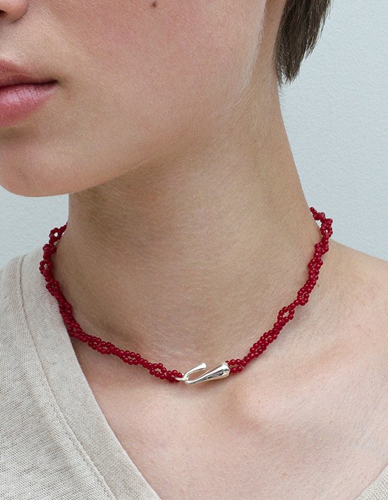 [먼데이에디션] 쁘띠 블루메리아 목걸이 - 레드