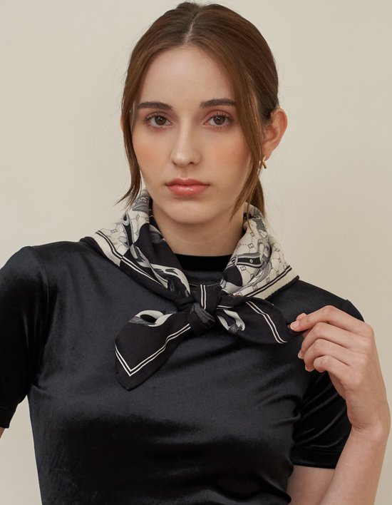 [엘르] 메리핀 울실크 양면 미니 정사각 스카프 3컬러 (택1)