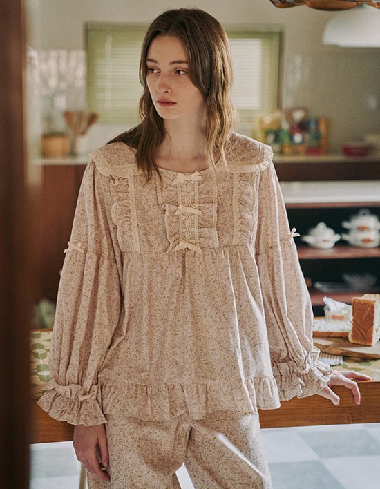 [울랄라 파자마] 넬라 긴팔 투피스 베이지 (21수) FREE