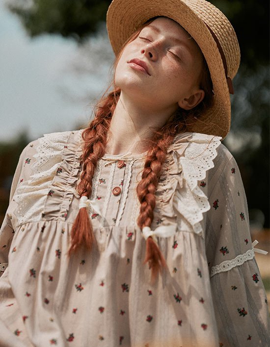 [울랄라 파자마] 앤의 소나기 긴팔 원피스 베이지 (32수) FREE