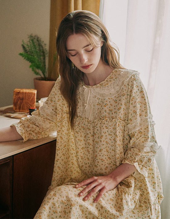 [울랄라 파자마] 실로나 7부 원피스 레몬 (75D) FREE