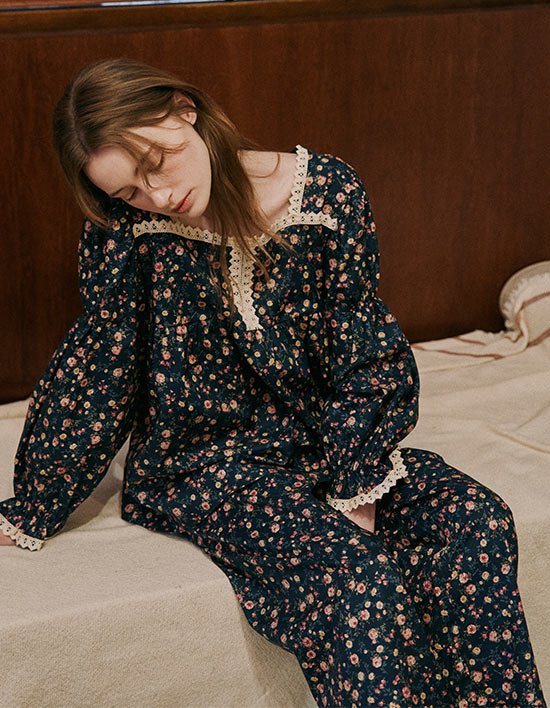 [울랄라 파자마] 멜리시엔 긴팔 투피스 네이비 (30수) FREE