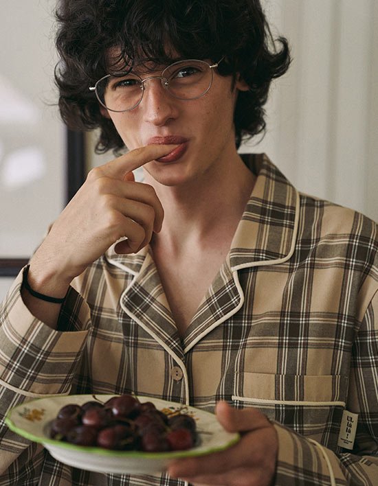 [울랄라 파자마] 벤자민 긴팔 남성페어 베이지 (30수) FREE