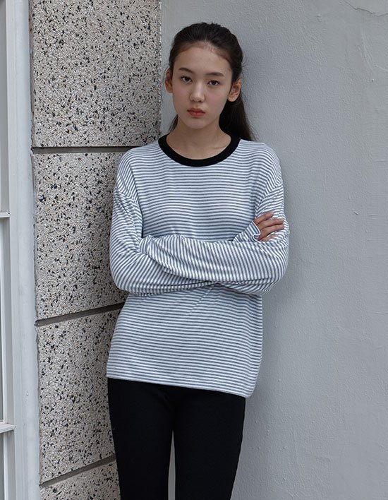 [38컴온커먼] 소프트 루즈 스트라이프 티셔츠 (화이트)