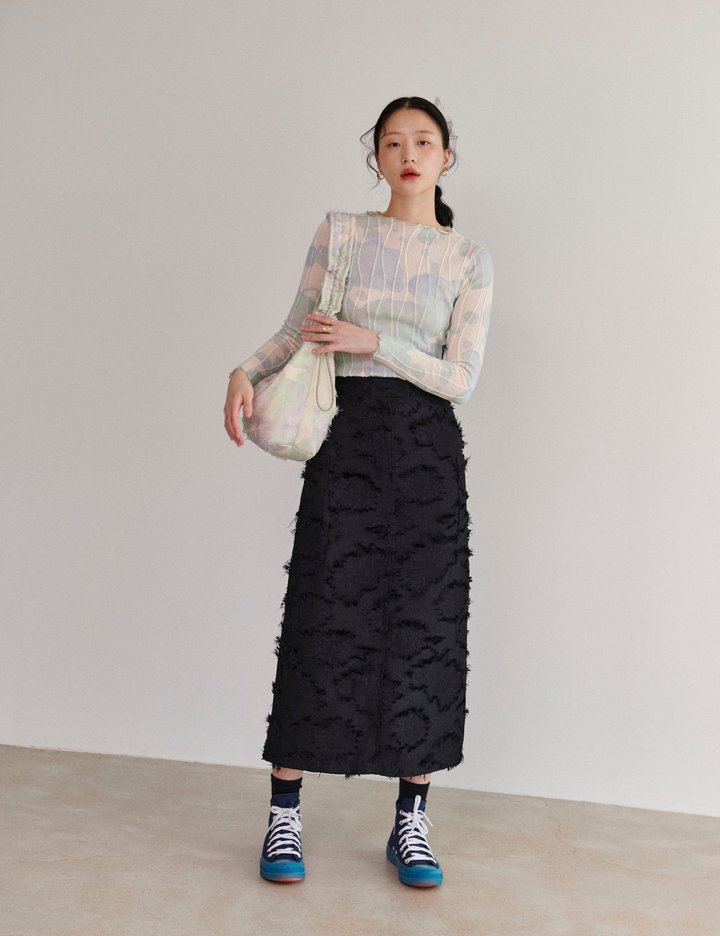 [리즘] 롱 퍼 스커트 - 블랙