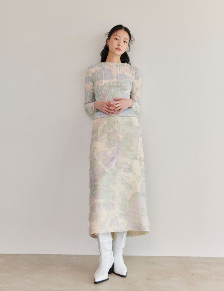 [리즘] 스태인 그래프 롱 퍼 스커트 - 퍼플 그린